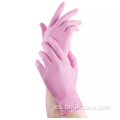 Guantes de examen desechables de nitrilo rosa